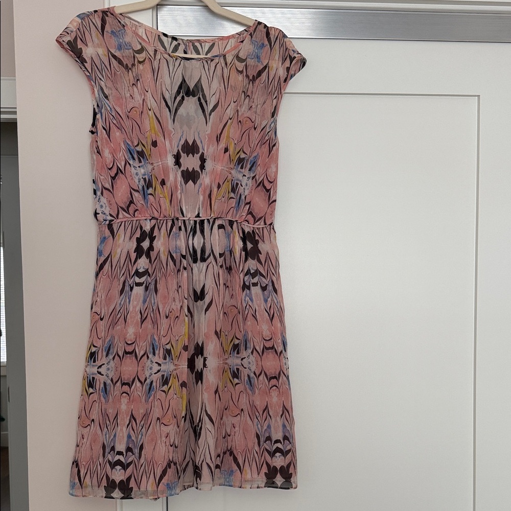 J. Crew Pink and Black Patterned Mini Dress